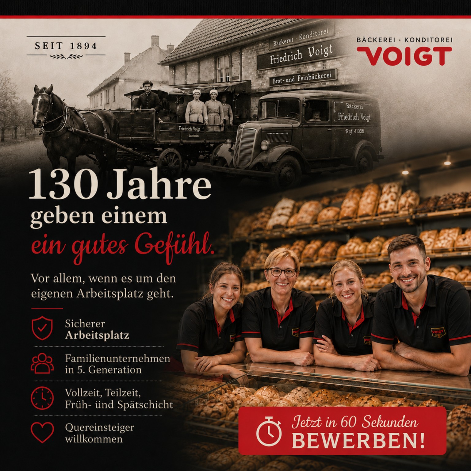 Recruiting-Anzeige der Bäckerei Voigt